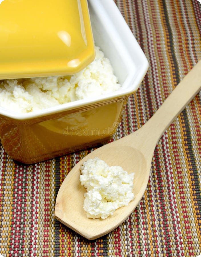 Pot cheese stock photo. Image of cream, curd, wooden 17861832