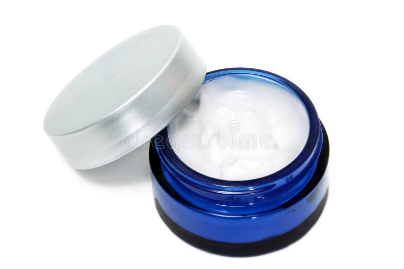 Pot of cream stock photo. Image of object, emulsion, blue 13285596