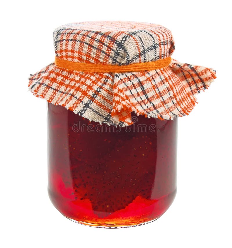 Pot De Confiture De Fraise D'isolement Image stock Image du nutritif