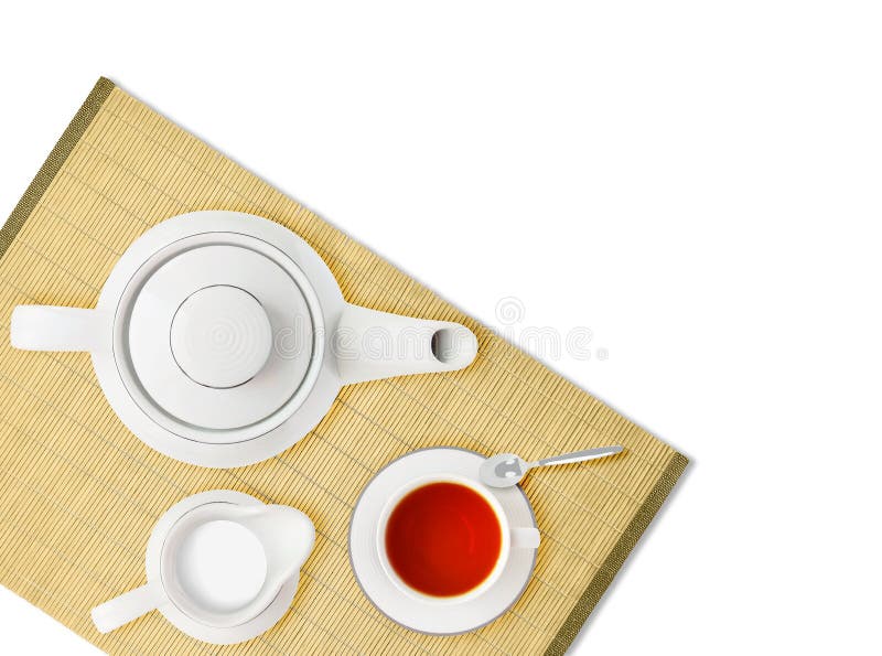 Pot de thé, tasse et cruche de lait photographie stock libre de droits Pot de thé, tasse et cruche de lait photographie stock libre de droits