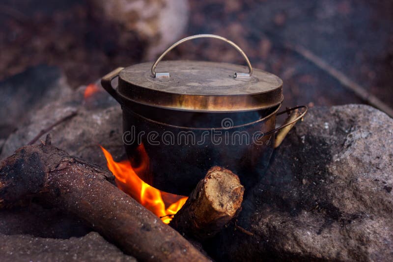 Pot on fire stock image. Image of boil, journey, hiking 86106087