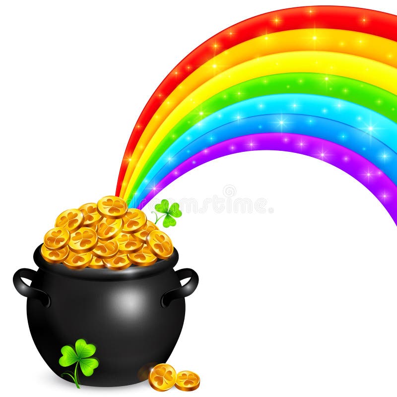 Pot of gold with magic rainbow