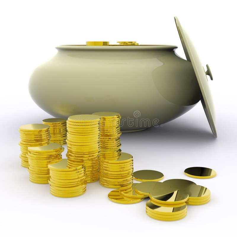 Pot of Gold Means Money or Luck Stock Illustration Illustration of