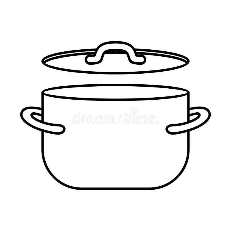 Home Ouline Clipart-blue cooking pot with lid black outline clip art
