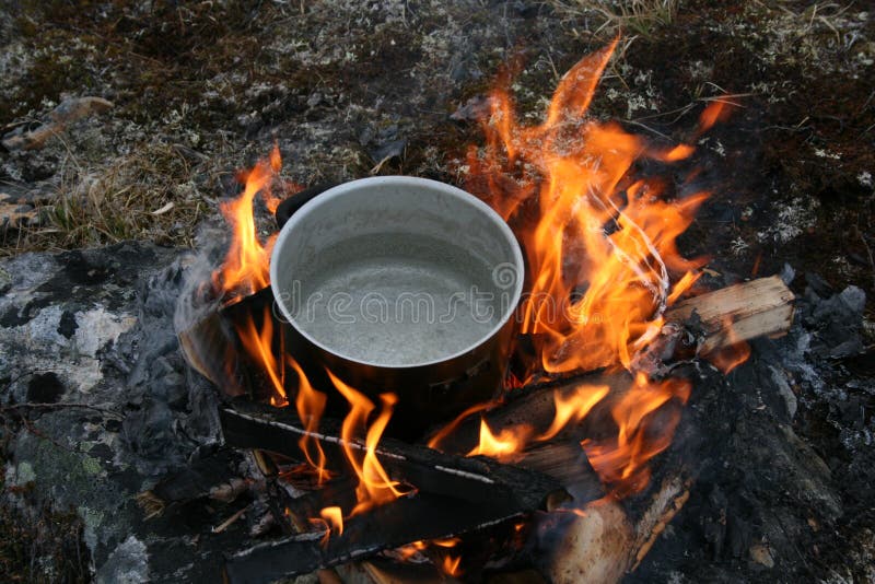 Large Metal Pots Cooking On Open Wood Fire Stock Photo - Download Image Now  - Asian Culture, Boiled, Burning - iStock