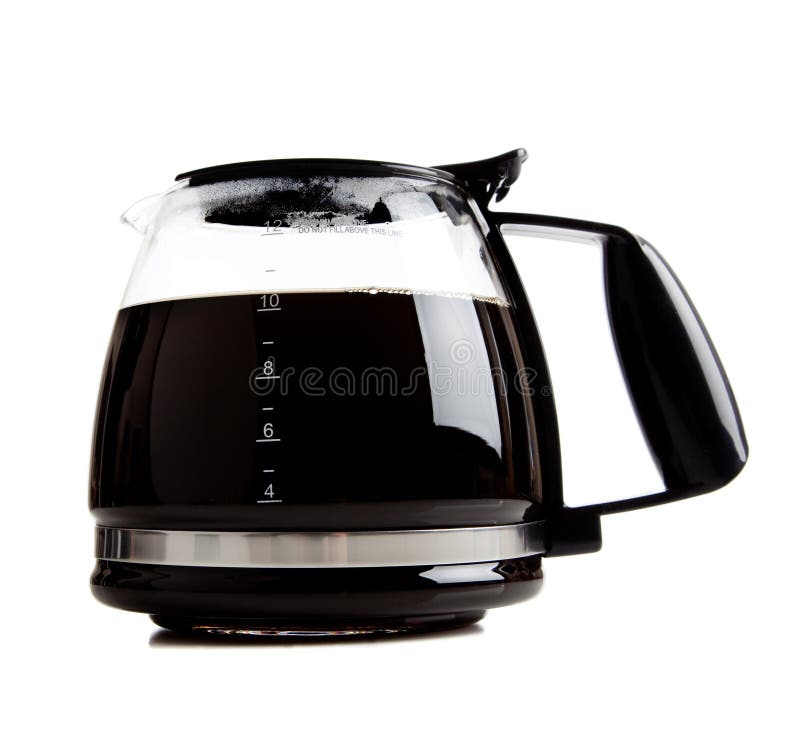 POT pieno del caffè nero su bianco fotografia stock libera da diritti