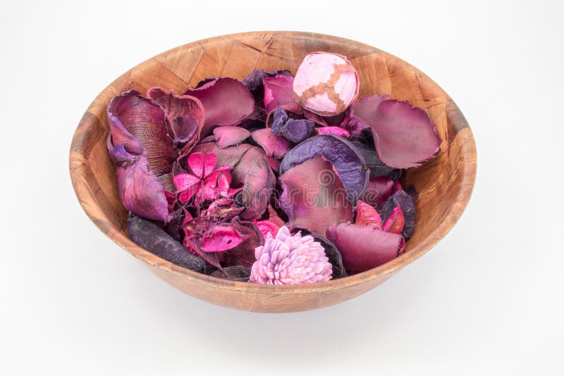 Pot Pourri in a Bowl Isolated Stock Image Image of flower, purple