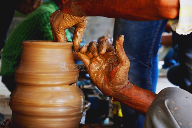 Pot in process. stock image. Image of clay, manmade, brown 93615715