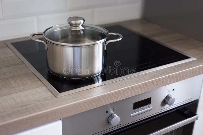 Pot on Stove in Modern Kitchen Stock Photo Image of apartment