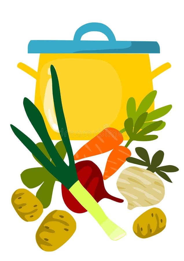 Soup Vegetables Group Cartoon Illustration Stock Vector - Illustration ...