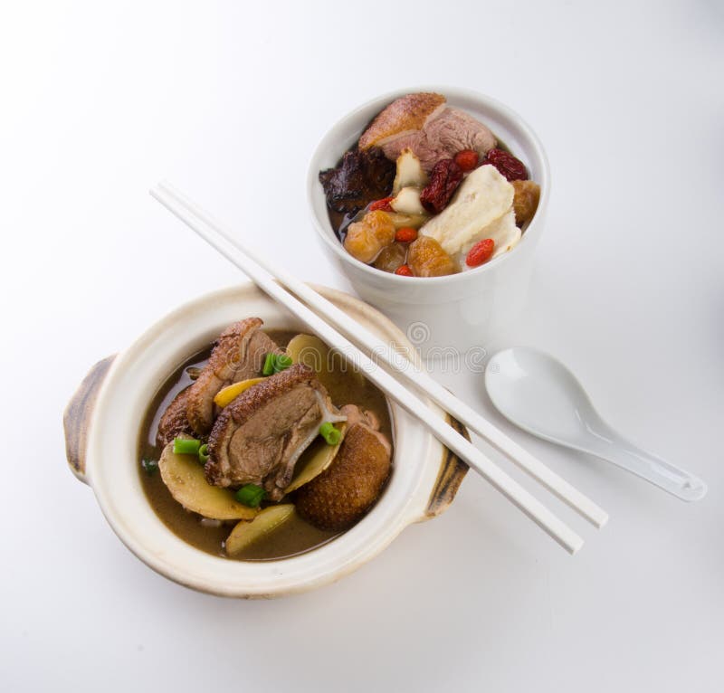 Potage de canard et d'herbe, type chinois de nourriture. image stock Potage de canard et d'herbe, type chinois de nourriture. image stock