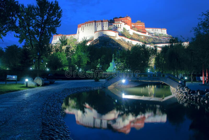 The night scene of Potala Palace in Lhasa, Tibet, China. The night scene of Potala Palace in Lhasa, Tibet, China