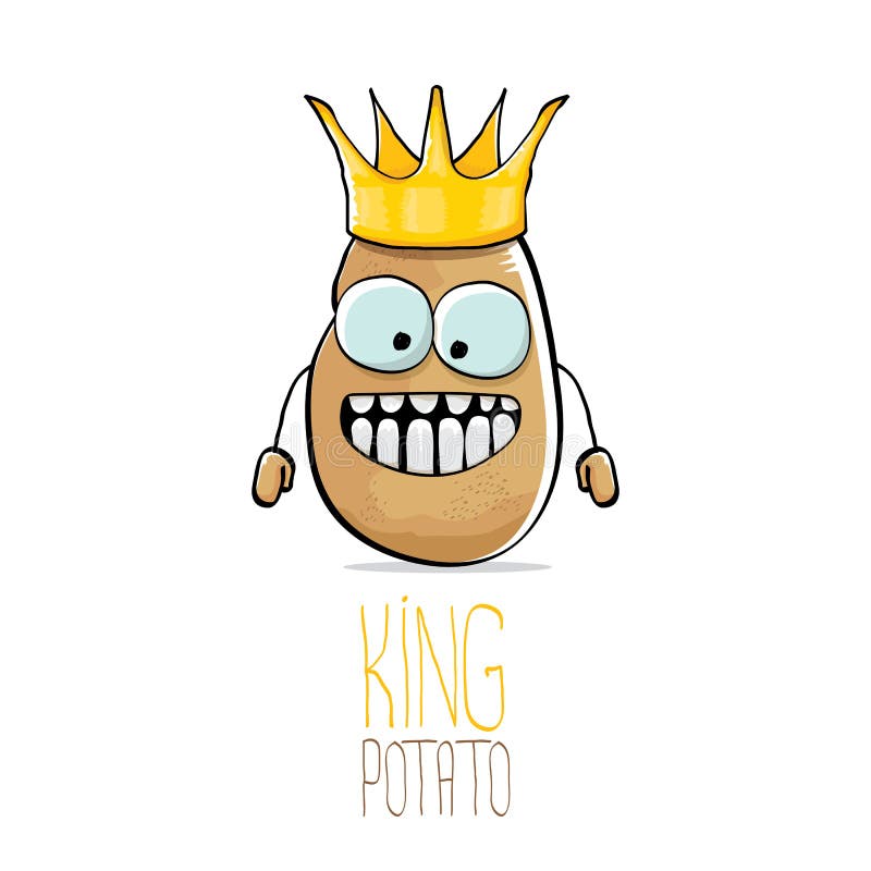 Potatis för konung för rolig tecknad film för vektor kall gullig brun le vektor illustrationer Potatis för konung för rolig tecknad film för vektor kall gullig brun le vektor illustrationer
