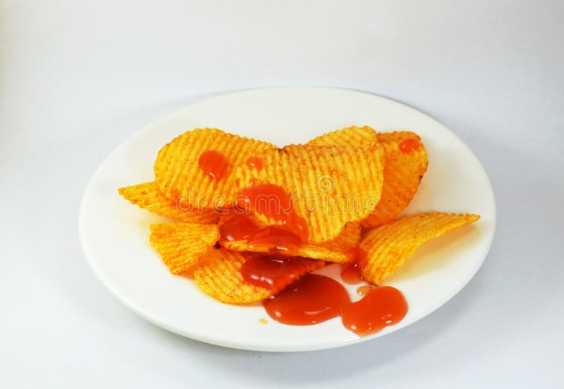 Potato Chip Dressing Ketchup On Dish Stock Image Image of sweet