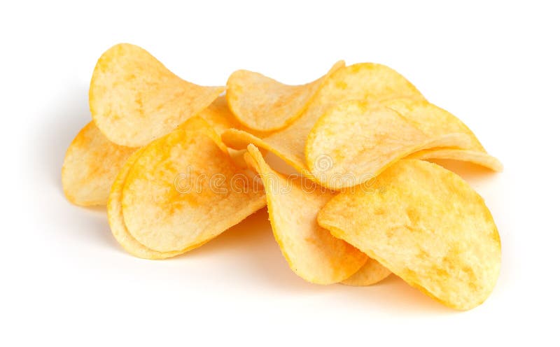 Potato chips isolated on white background. Crispy diet stock images, royalty-free photos and pictures