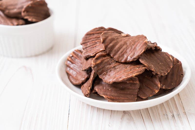 Potato Chips with Chocolate Stock Photo Image of covered, closeup