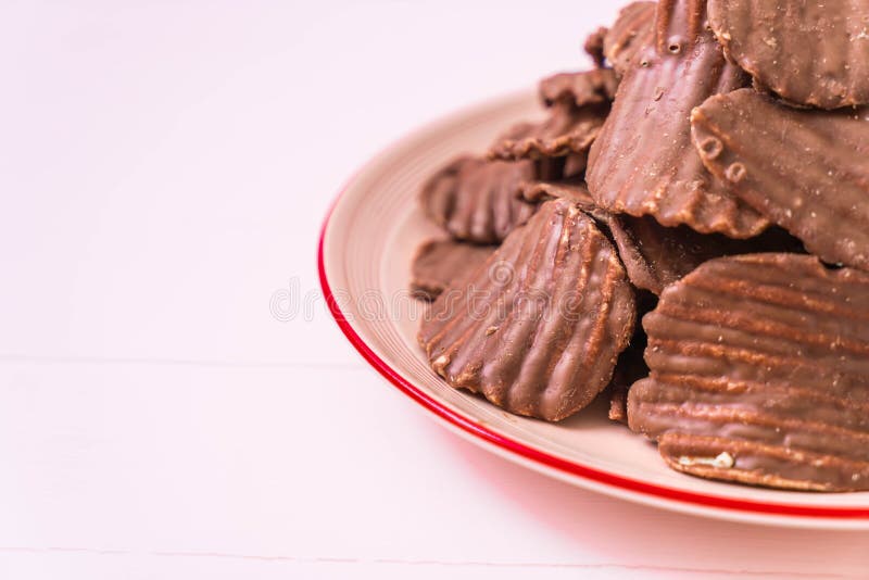 Potato Chips with Chocolate Stock Photo Image of crispy, covered
