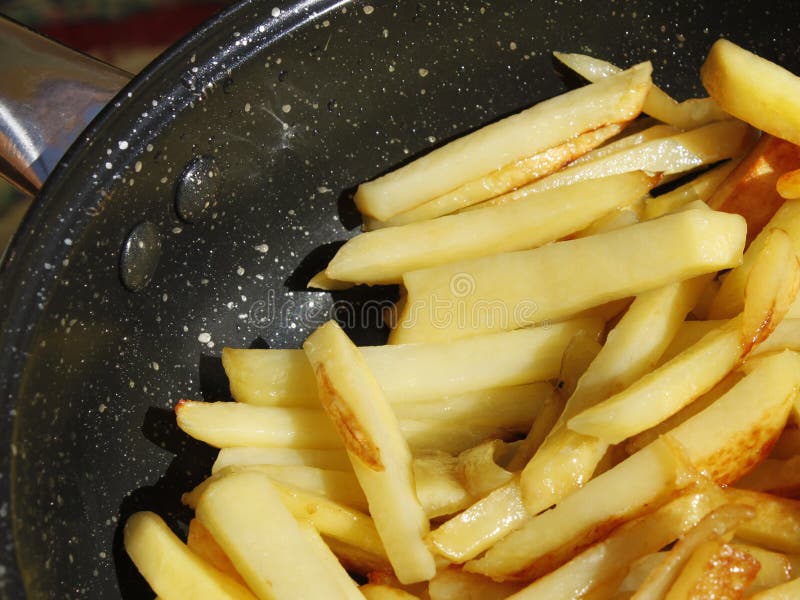 Potato Chips in a Frying Pan Stock Image Image of appetizing, bright