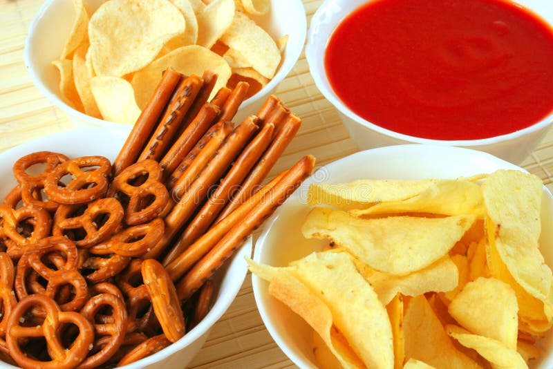 Potato chips and snacks stock image. Image of salt, salted 3768503