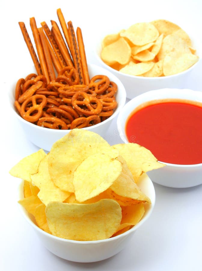 Potato Chips, Snacks and Dip Stock Photo Image of peppers, garlic