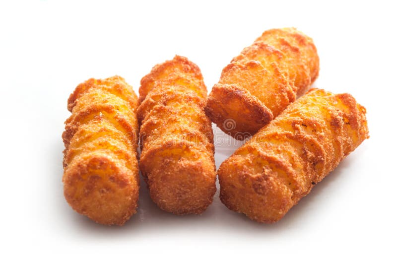 potato croquettes on white background