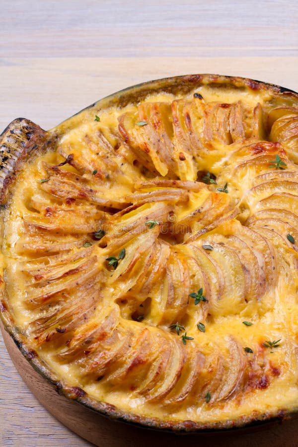 Potato Gratin. Baked Potato Slices with Creamy Sauce. Stock Photo ...