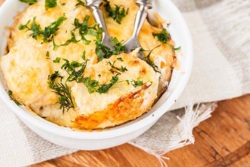 Potato Gratin with Herbs in Batch Form Stock Image Image of carrot