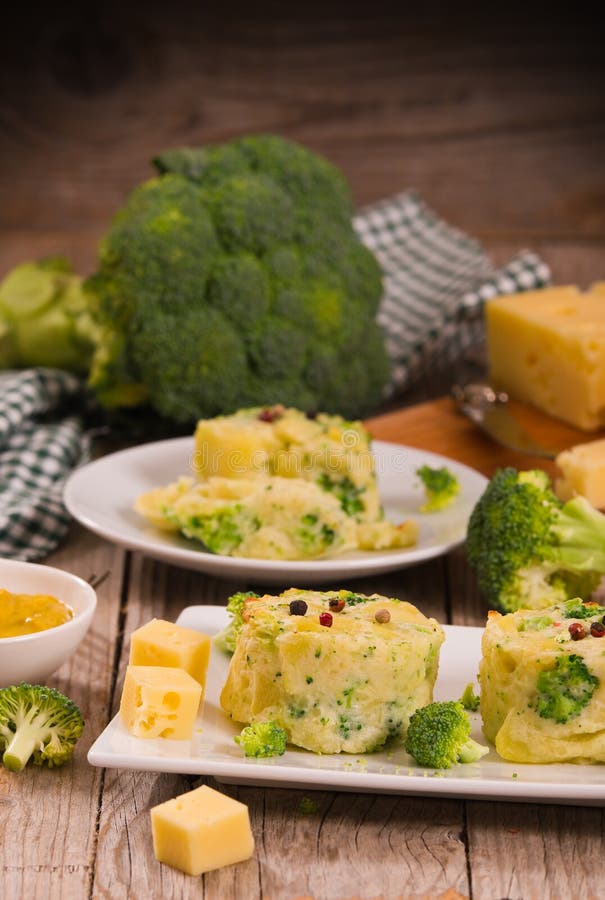 Potato Gratins with Broccoli Florets. Stock Image Image of filling