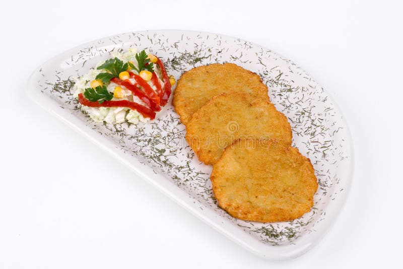 Potato Pancake / Griddle Cake On Plate Isolated Picture. Image 3672076