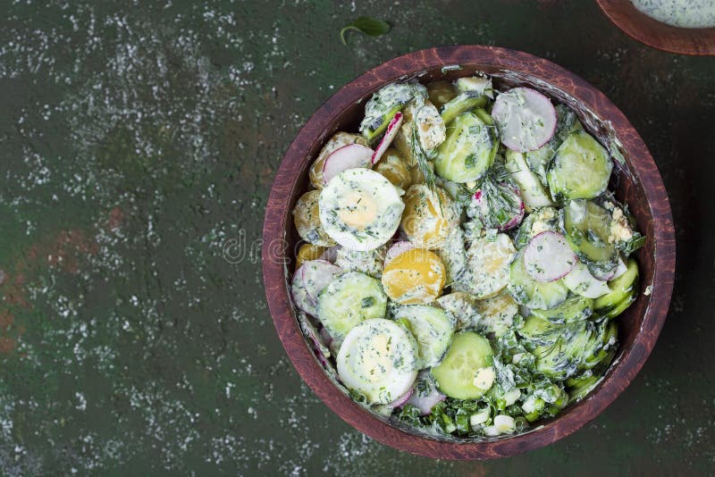 Potato Salad with Egg, Radishes and Cucumbers Stock Image Image of