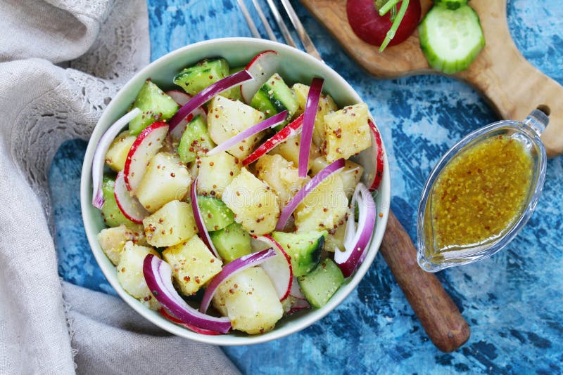 Potato Salad with Radishes and Cucumbers Stock Image Image of