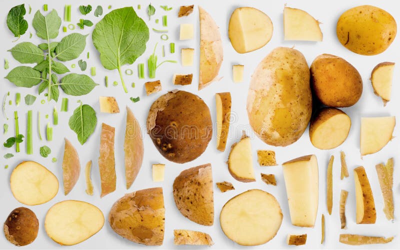 Potato Slice and Leaf Collection Stock Image Image of assortment