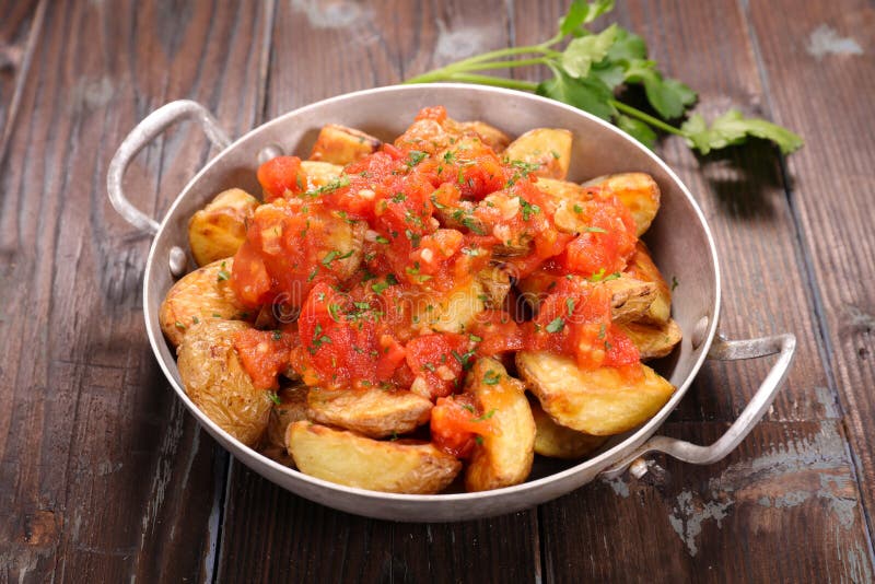 Potato with Spicy Tomato Sauce Spanish Tapas Stock Photo Image of