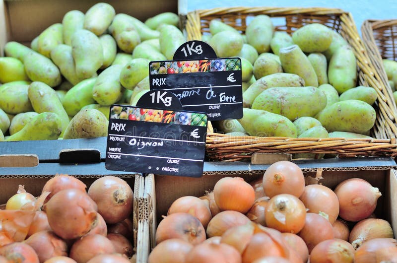 Potatoes and Onions in the Market Stock Photo Image of eating, food