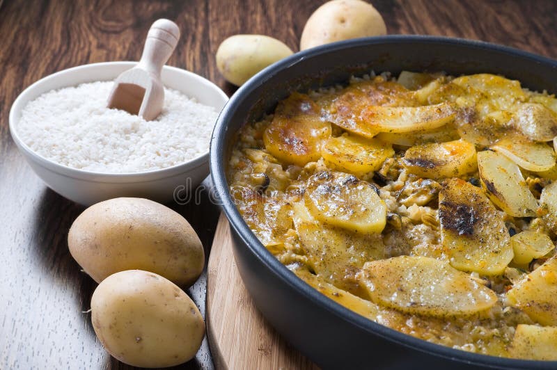 Potatoes, Rice and Mussels. Stock Image Image of cuisine