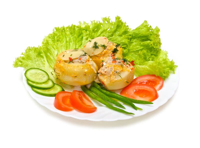 Potatoes Stuffed with Minced Meat Stock Image Image of potatoes, dill