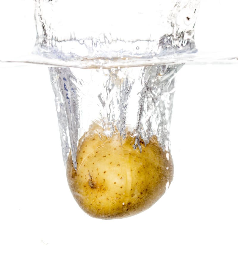 Potato In Water With Splashes On A Black Background Stock Image Image
