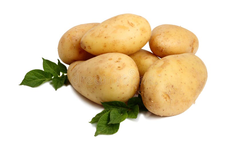 Potatoes on a white