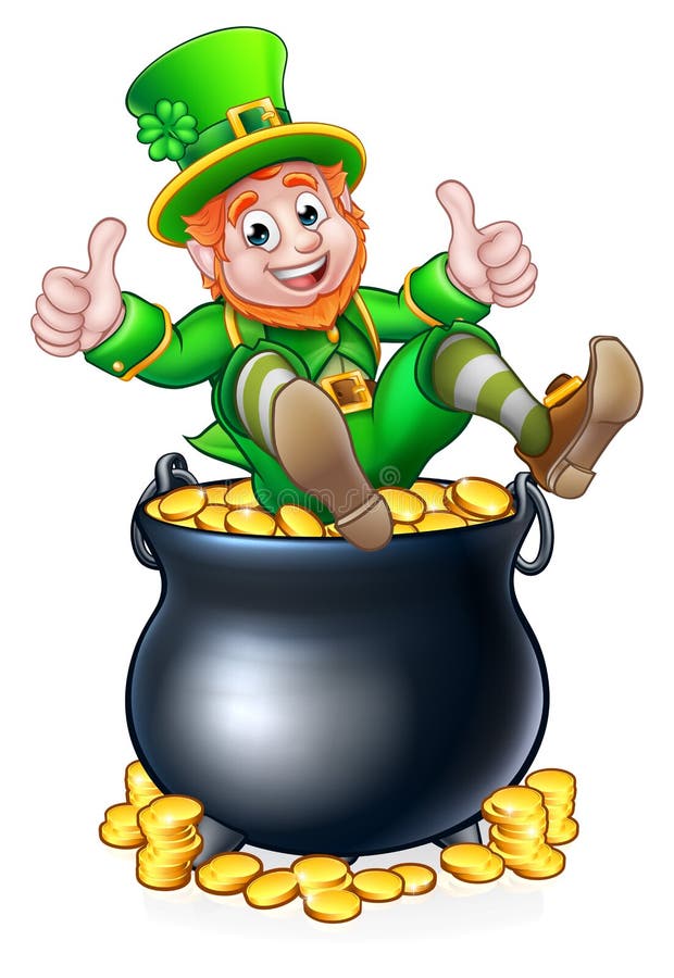 Potenciômetro do duende do dia do St Patricks do ouro ilustração stock Potenciômetro do duende do dia do St Patricks do ouro ilustração stock