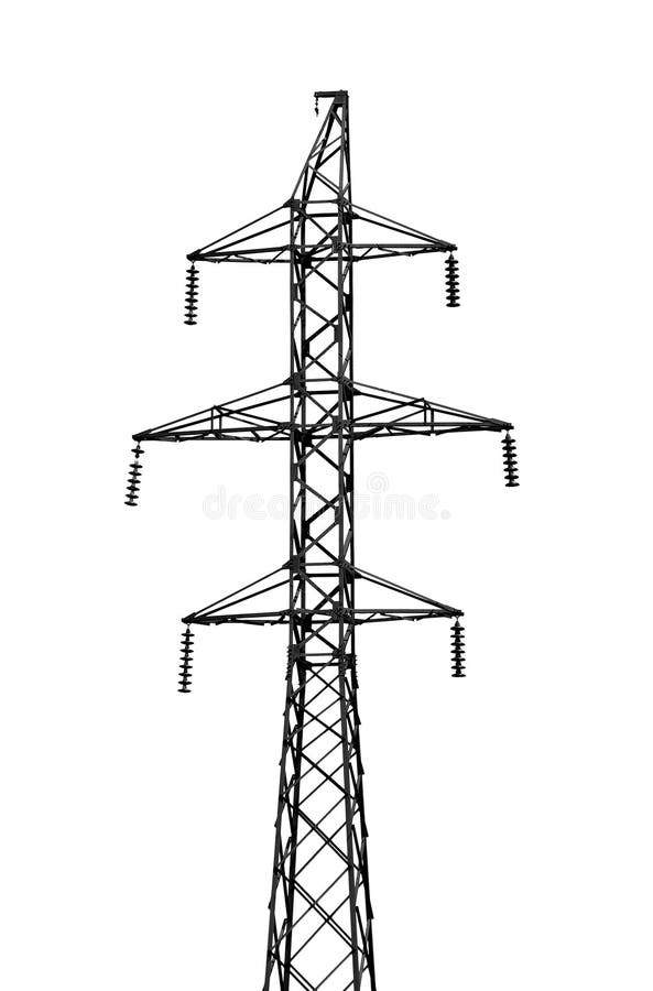 High-tension power line isolated on white background. High-tension power line isolated on white background