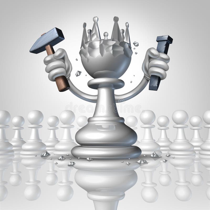 Power to change personal growth concept with a chess pawn using a hammer and chisel sculpting a king crown from his body as a business concept of taking control of your destiny and metaphor for leadership and success. Power to change personal growth concept with a chess pawn using a hammer and chisel sculpting a king crown from his body as a business concept of taking control of your destiny and metaphor for leadership and success.