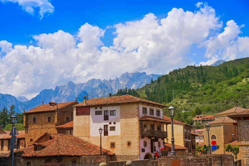 Potes village in Cantabria Spain stock photos