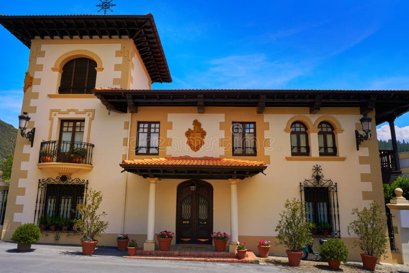 Potes village facades in Cantabria Spain royalty free stock image