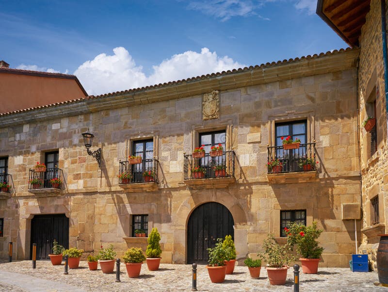 Potes village facades in Cantabria Spain stock image