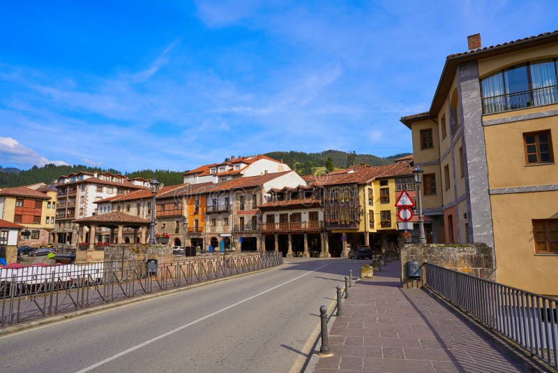 Potes village facades in Cantabria Spain stock image