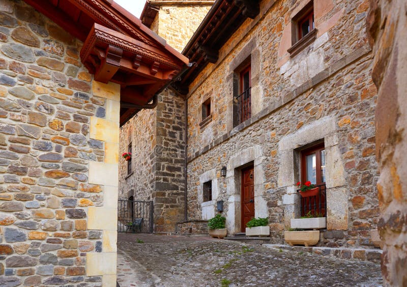 Potes village facades in Cantabria Spain royalty free stock image