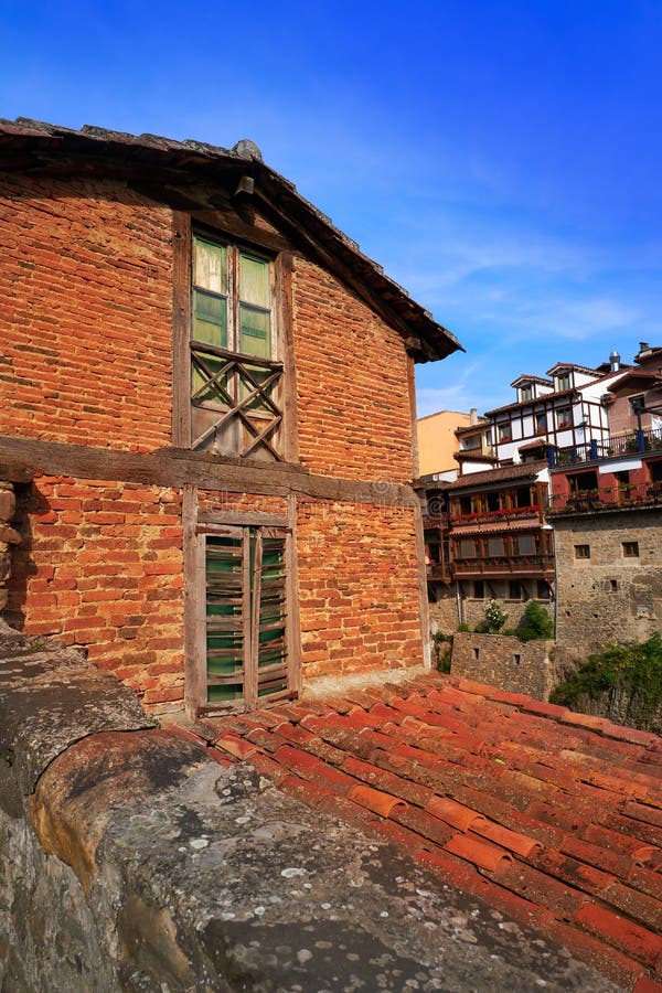 Potes village facades in Cantabria Spain royalty free stock photography