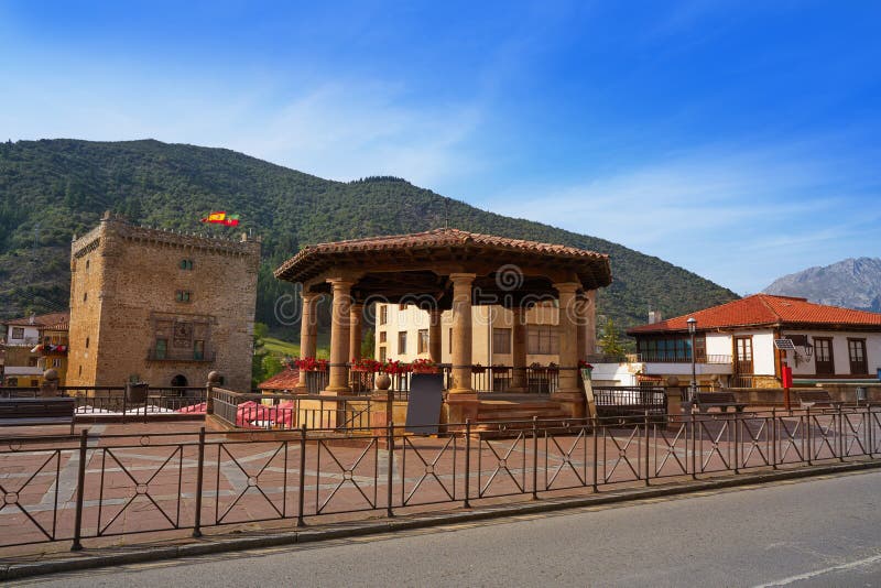 Potes village roundabout in Cantabria Spain royalty free stock images
