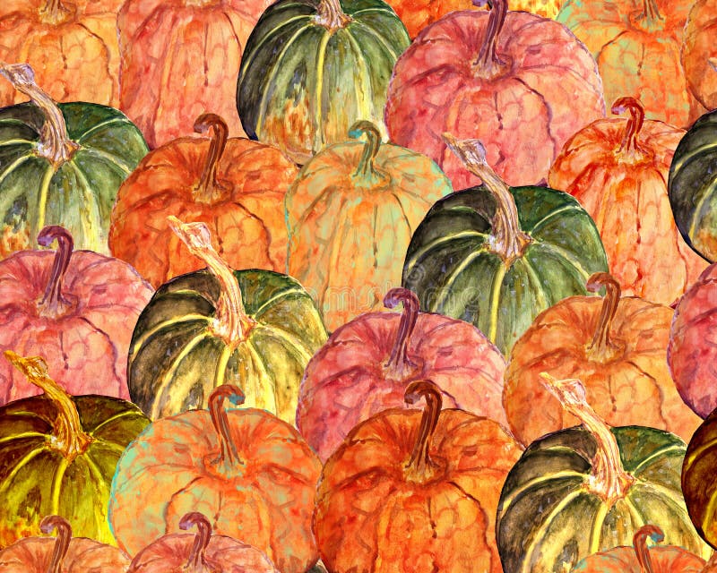Potiron coloré d'aquarelle illustration libre de droits Potiron coloré d'aquarelle illustration libre de droits