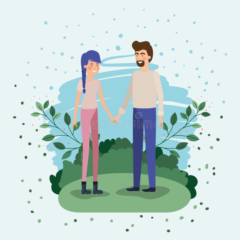 Potomstwo pary kochankowie w polu ilustracja wektor Potomstwo pary kochankowie w polu ilustracja wektor